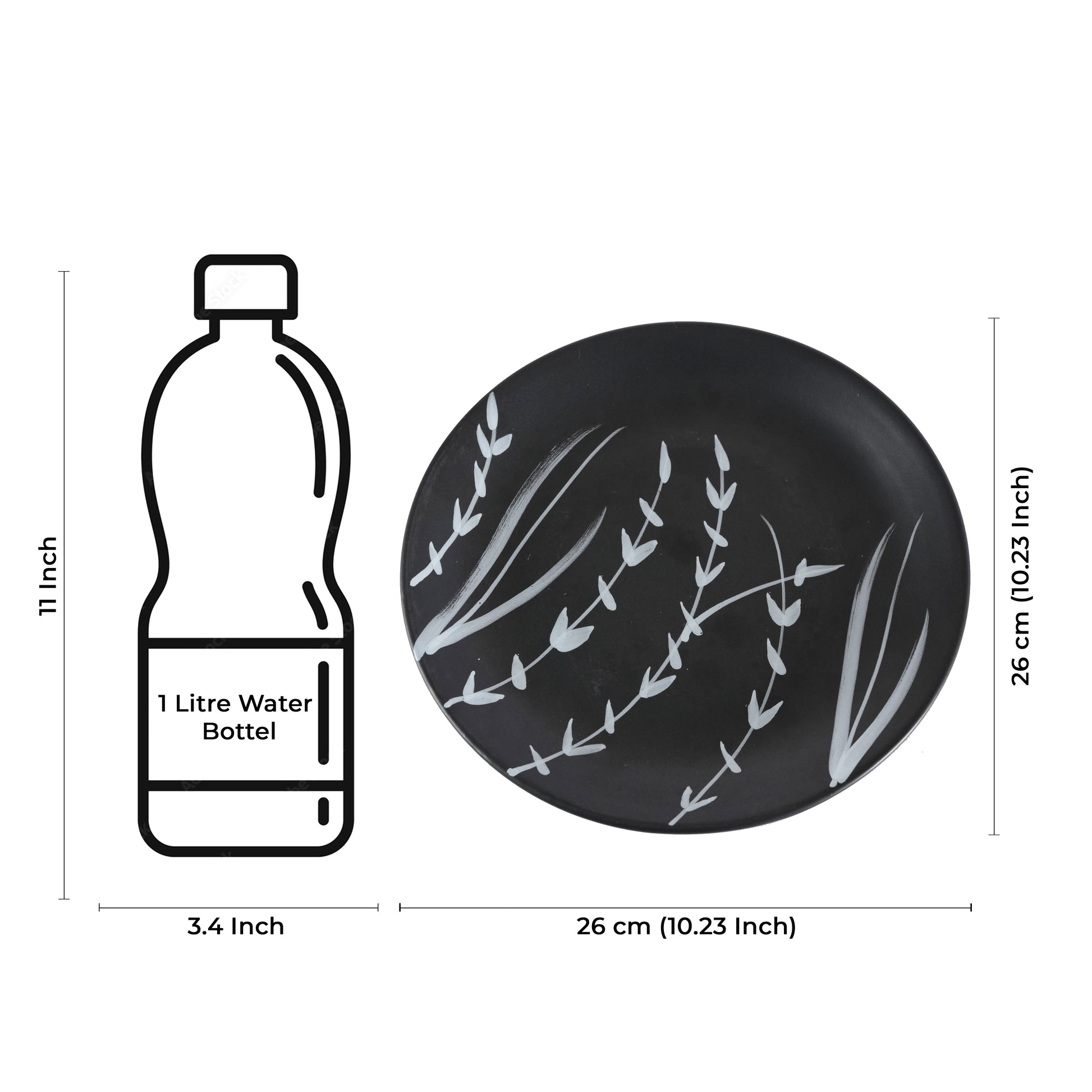 Caffeine Ceramic Handmade Stoneware Black Bamboo Dinner Plates set of 4 - Caffeine Premium Stoneware