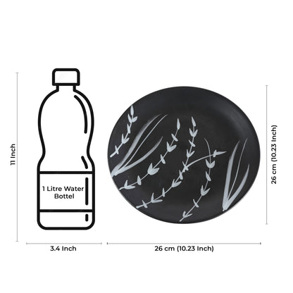 Caffeine Ceramic Handmade Stoneware Black Bamboo Dinner Plates set of 4 - Caffeine Premium Stoneware