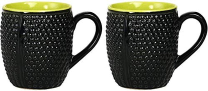 Caffeine Ceramic Handmade Black & Green bubble Coffee Mugs (Set of 4) - Caffeine Premium Ceramic