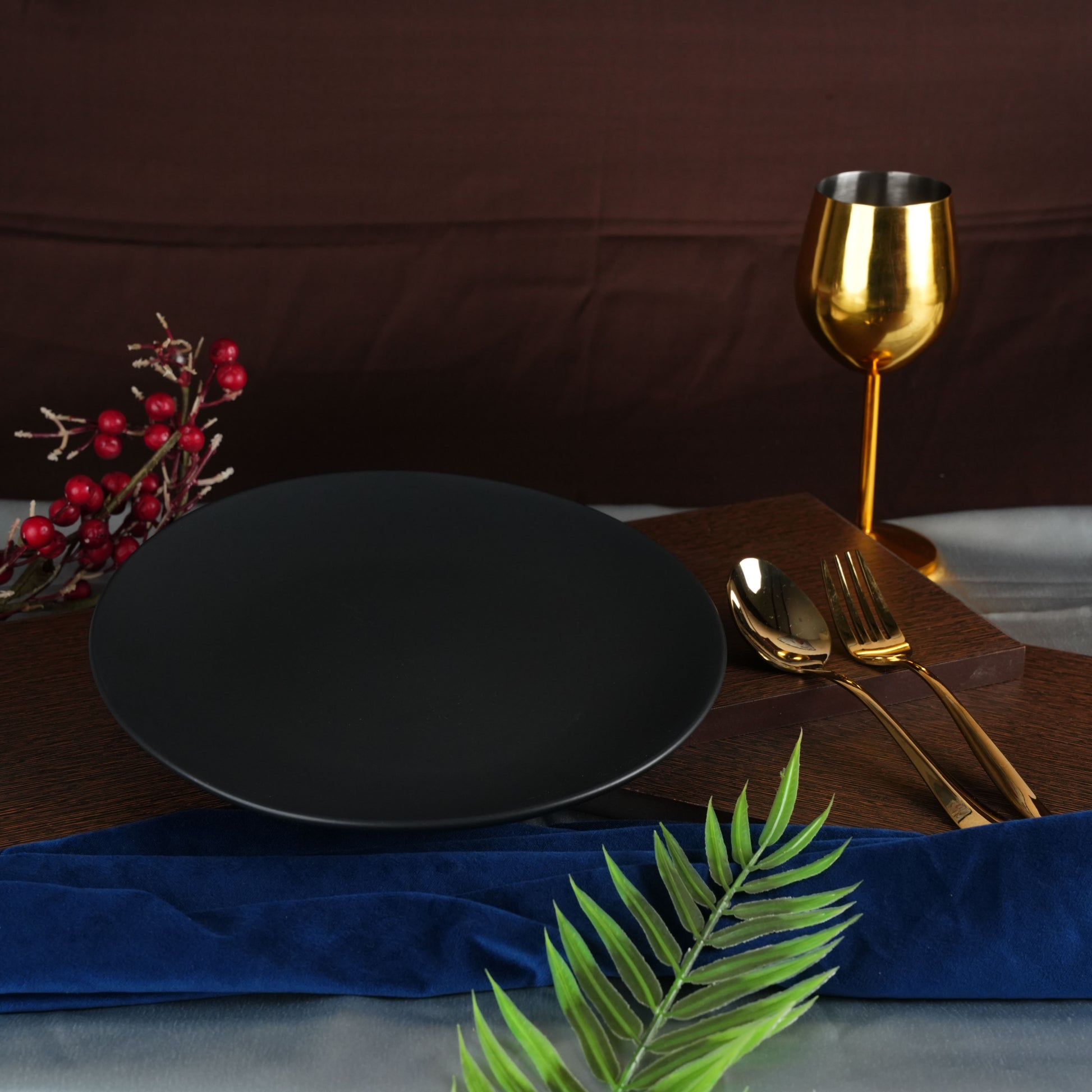 Caffeine Ceramic Handmade Stoneware Black Matte Dinner Plates10 inch Set of 2 - Caffeine Premium Stoneware