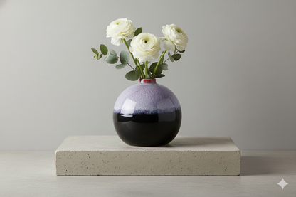 Unique handcrafted black and multicolor ceramic vase ideal for displaying fresh or artificial flowers in stylish home interiors.