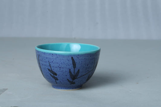 Caffeine Ceramic Handmade Blue Bamboo Dessert Bowl (Set of 4) - Caffeine Premium Stoneware