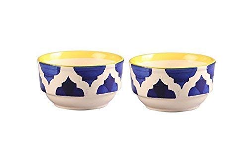Caffeine Ceramic Handmade Blue Umrao Combo Dinner Set (11 pcs.)…