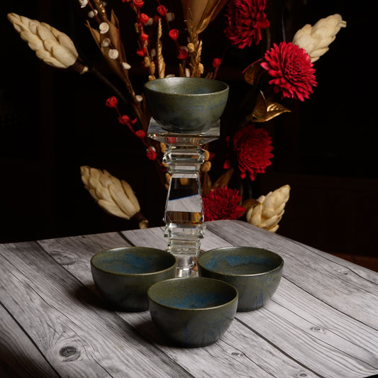 Caffeine Ceramic Handmade Blue Ferrous katori Bowl (Set of 4) - Caffeine Premium Stoneware