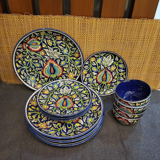 Caffeine Premium Ceramic Handmade Blue Jaipuri ceramic (13 pcs )