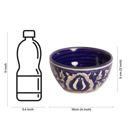 Caffeine Ceramic Handmade Blue mughal katori Bowl (Set of 6) - Caffeine Premium Stoneware