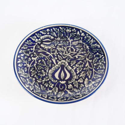 Caffeine Ceramic Handmade Stoneware Blue Mughal Dinner Plates set of 4 - Caffeine Premium Stoneware