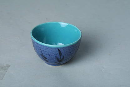 Caffeine Ceramic Handmade Blue Bamboo Dessert Bowl (Set of 4) - Caffeine Premium Stoneware