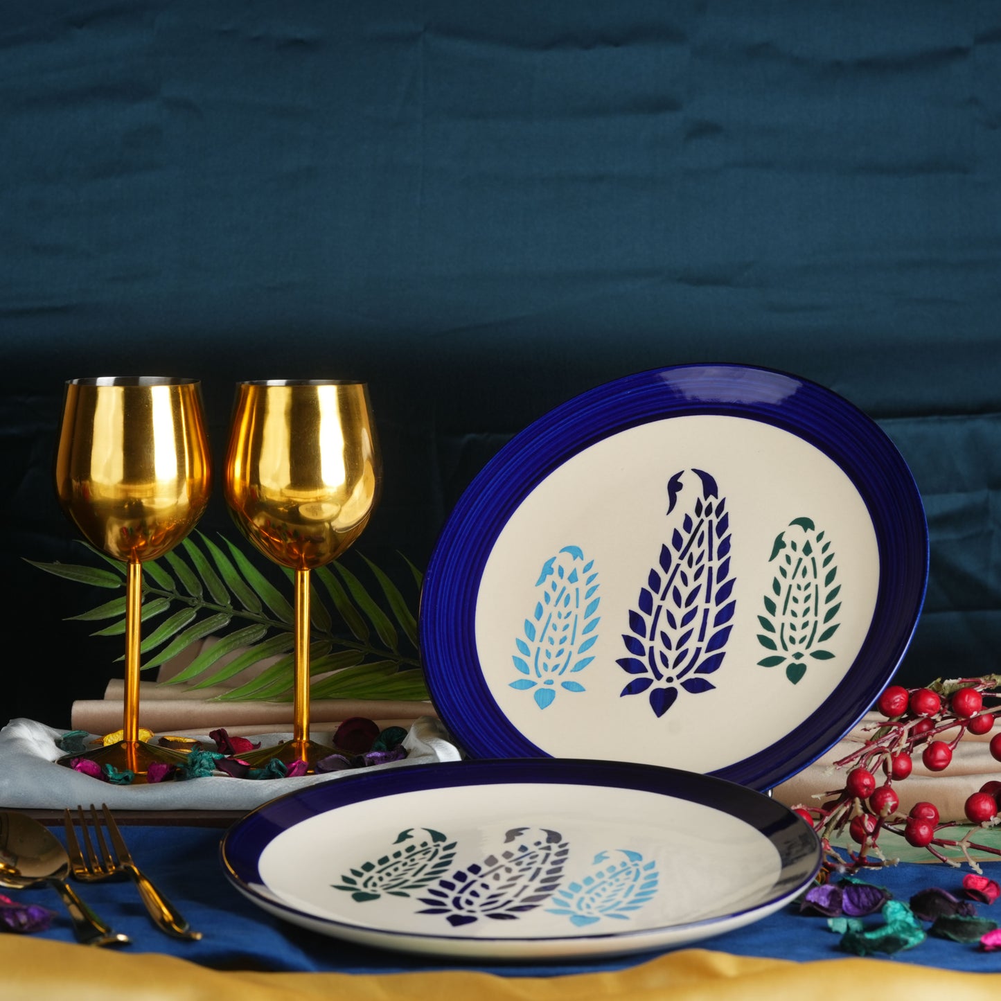 Blue_and_white_Boota_Plate - Caffeine Premium Ceramic