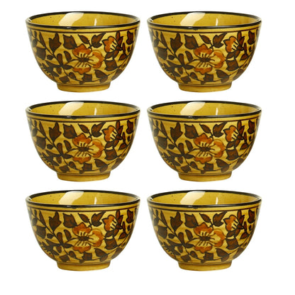 Caffeine Ceramic Handmade Brown sehra Dessert Bowl (Set of 6, 150 ml) - Caffeine Premium Stoneware