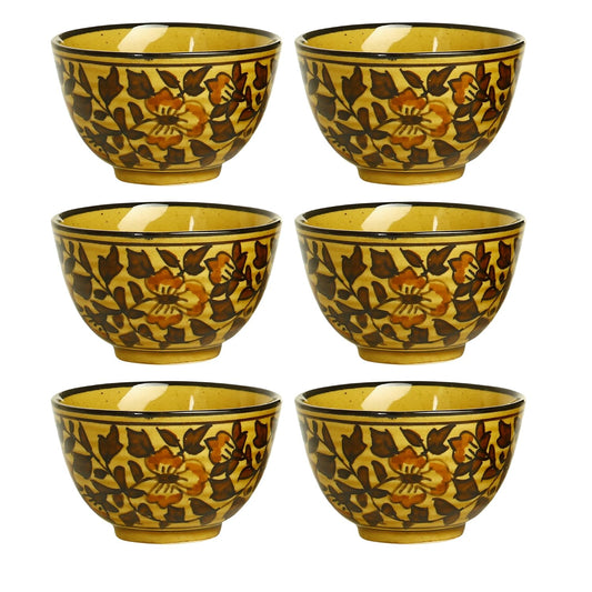 Caffeine Ceramic Handmade Brown sehra Dessert Bowl (Set of 6, 150 ml) - Caffeine Premium Stoneware