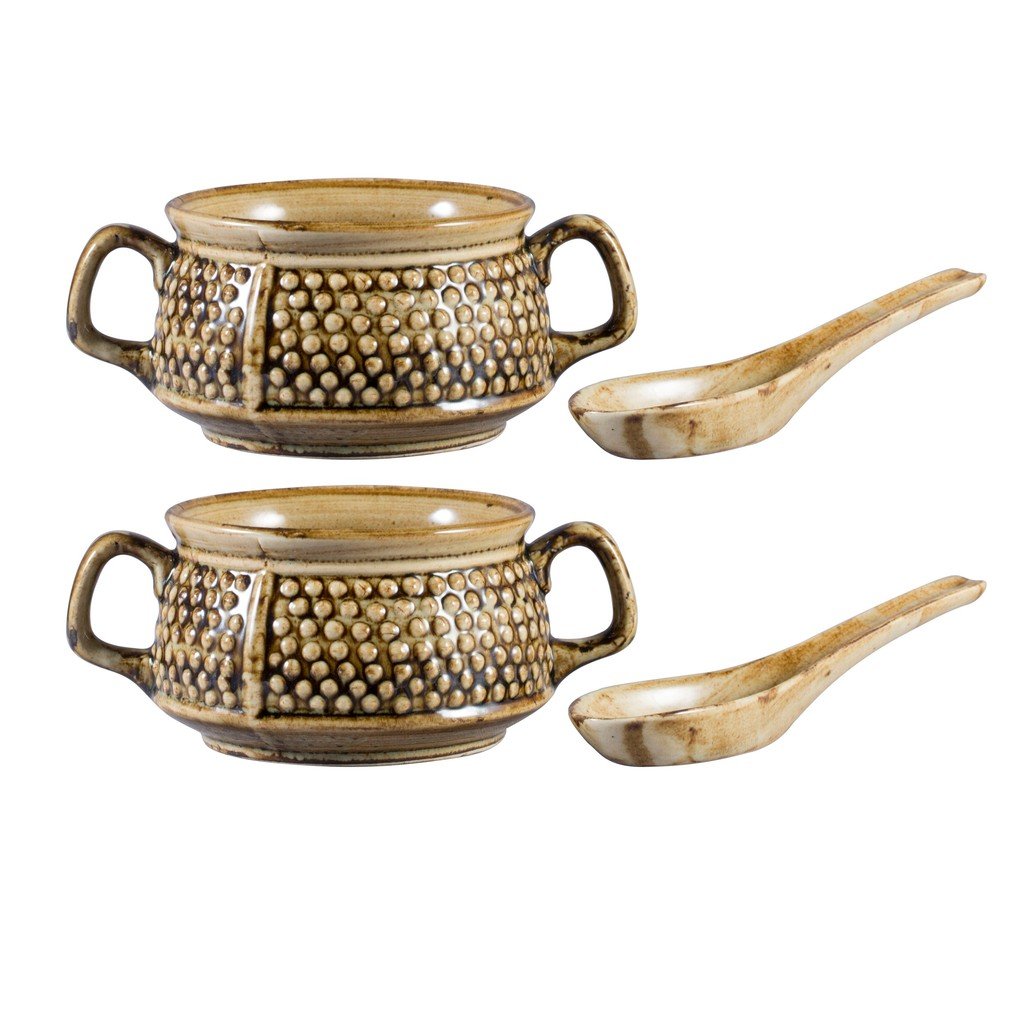 Brown_Metallic_Soup_Bowl_Set - Caffeine Premium Ceramic