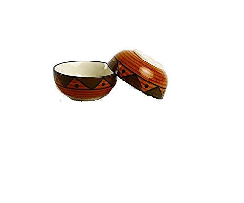 Caffeine Ceramic Handmade Brown soorya Dessert Bowl (Set of 2, 150 ml) - Caffeine Premium Stoneware