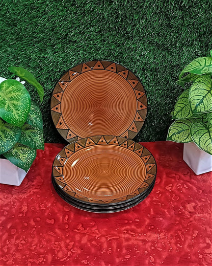 Caffeine Ceramic Handmade Stoneware Brown Soorya Combo Dinner Set of 8 - Caffeine Premium Stoneware
