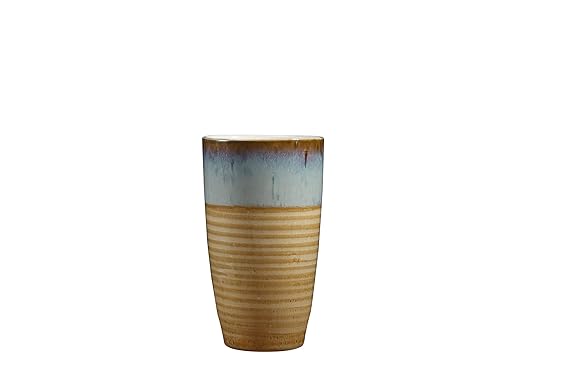 Caffeine handmade brown ceramic vase with wooden texture, suitable for contemporary home décor and floral displays