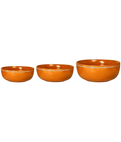 Caffeine Ceramic Handmade Brown Terracotta Serving Bowl (Set of 3) - Caffeine Premium Stoneware