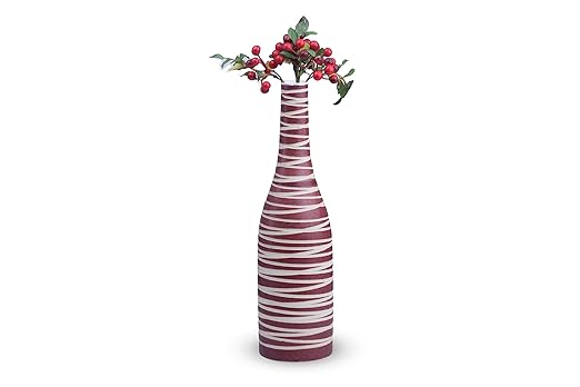 Stylish handmade ceramic flower vase in oval design with brown and white finish, perfect for center table decor