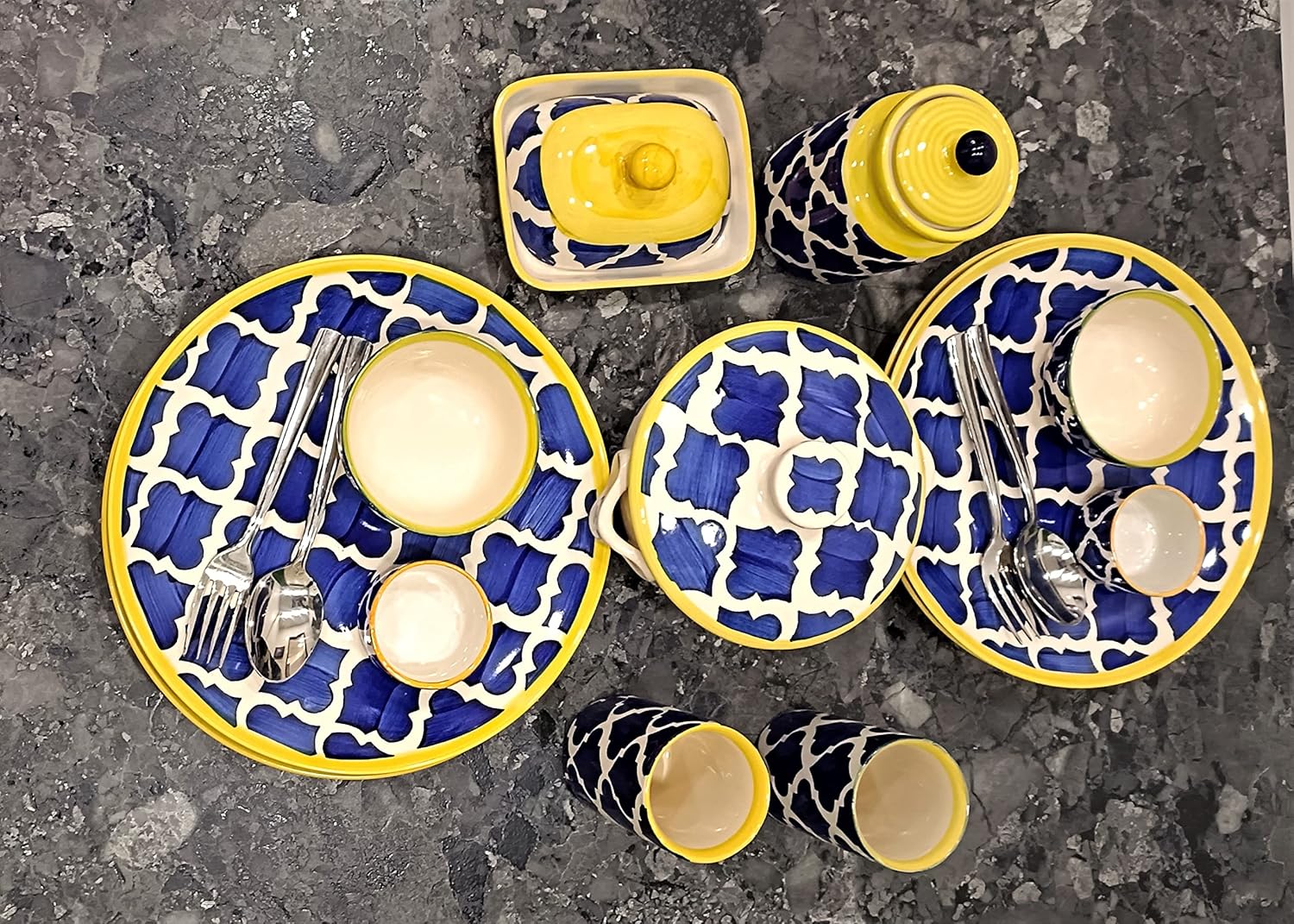 Caffeine_Blue_Ceramic_Dinner_Set_13_pcs - Caffeine Premium Ceramic