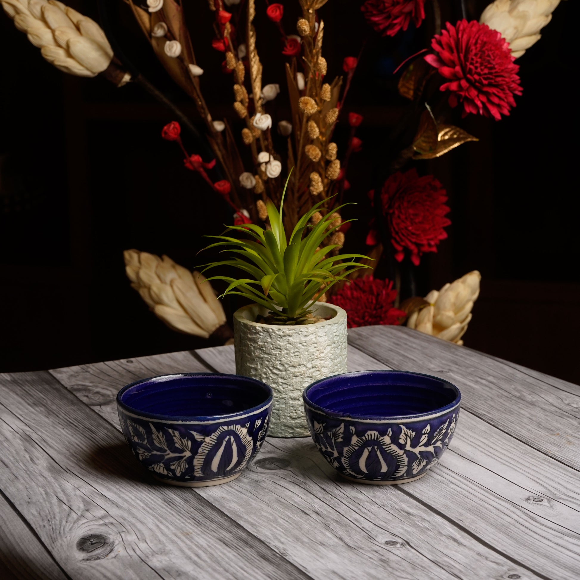 Caffeine Ceramic Handmade Blue mughal katori Bowl (Set of 6) - Caffeine Premium Stoneware