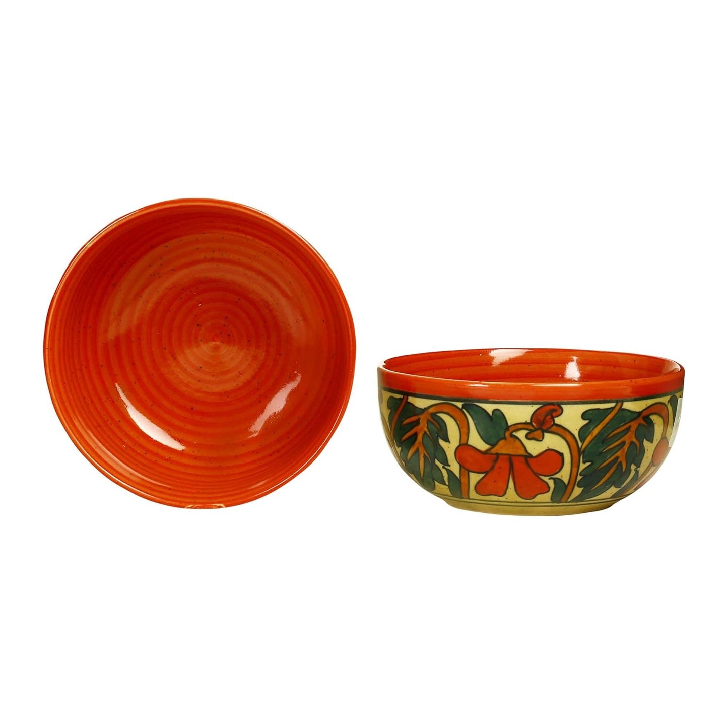 Caffeine Ceramic Handmade Rustic Flora Soup Bowls with Spoon (Set of 6) - Caffeine Premium Stoneware