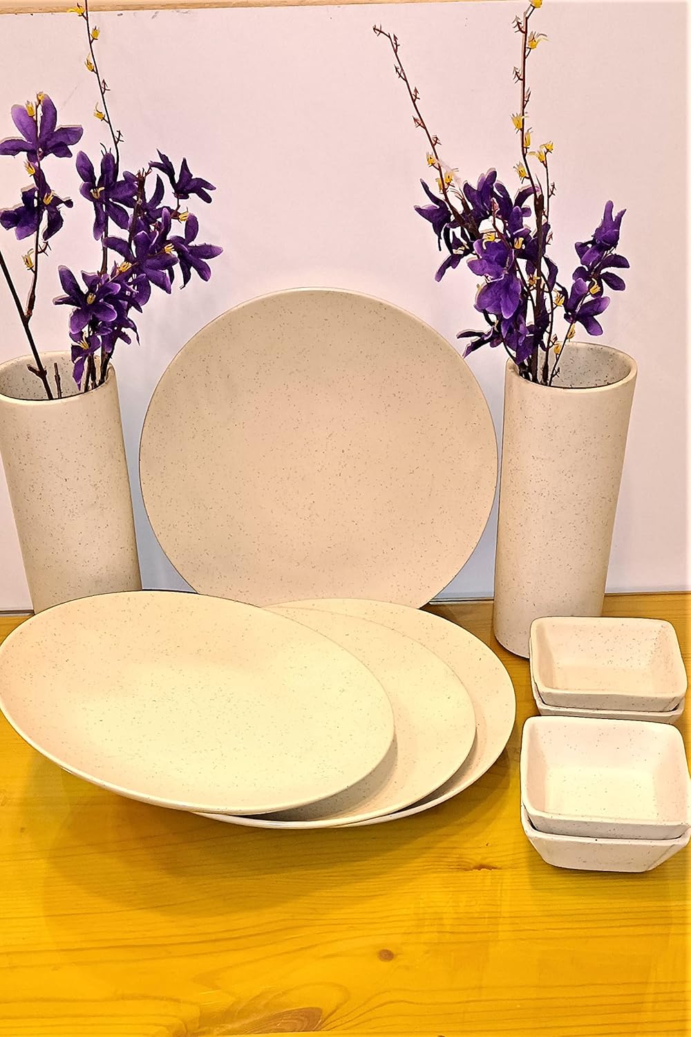 Caffeine Ceramic Handmade White Matte Dinner Set (Set of 8)