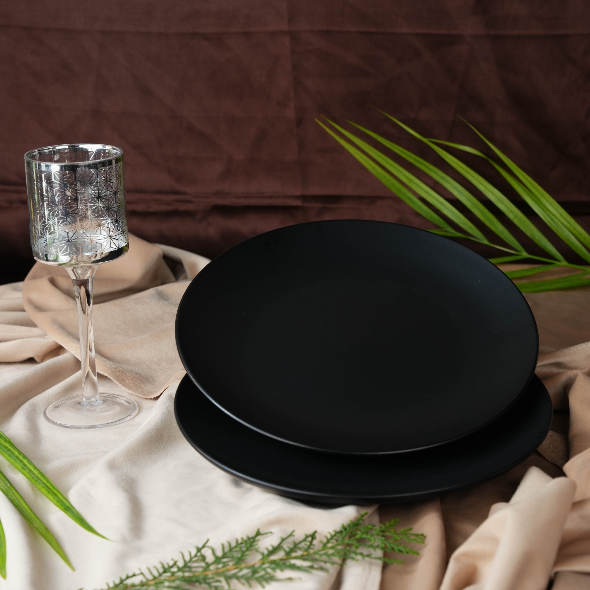 Caffeine Ceramic Handmade Stoneware Black Matte Dinner Plates set of 4 - Caffeine Premium Stoneware