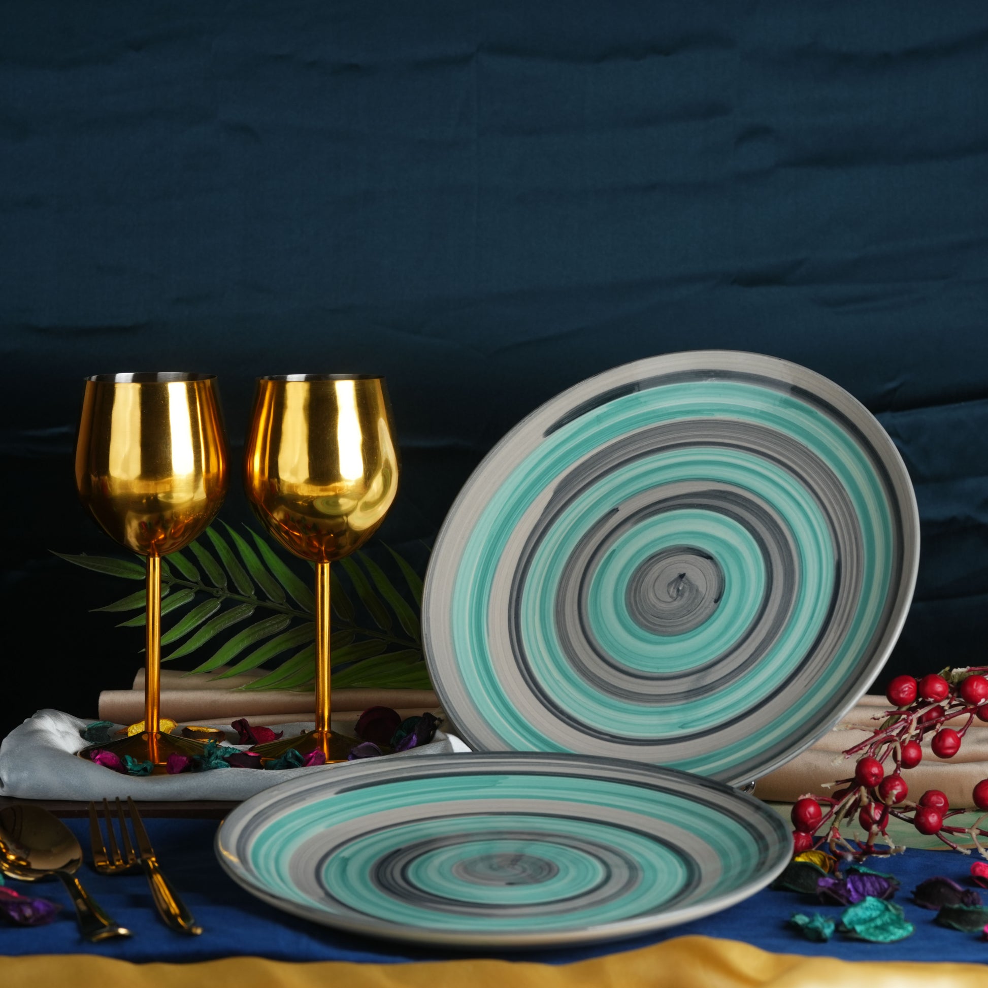 Caffeine_Grey_Teal_Dinner_Plates_Set_of_2 - Caffeine Premium Ceramic