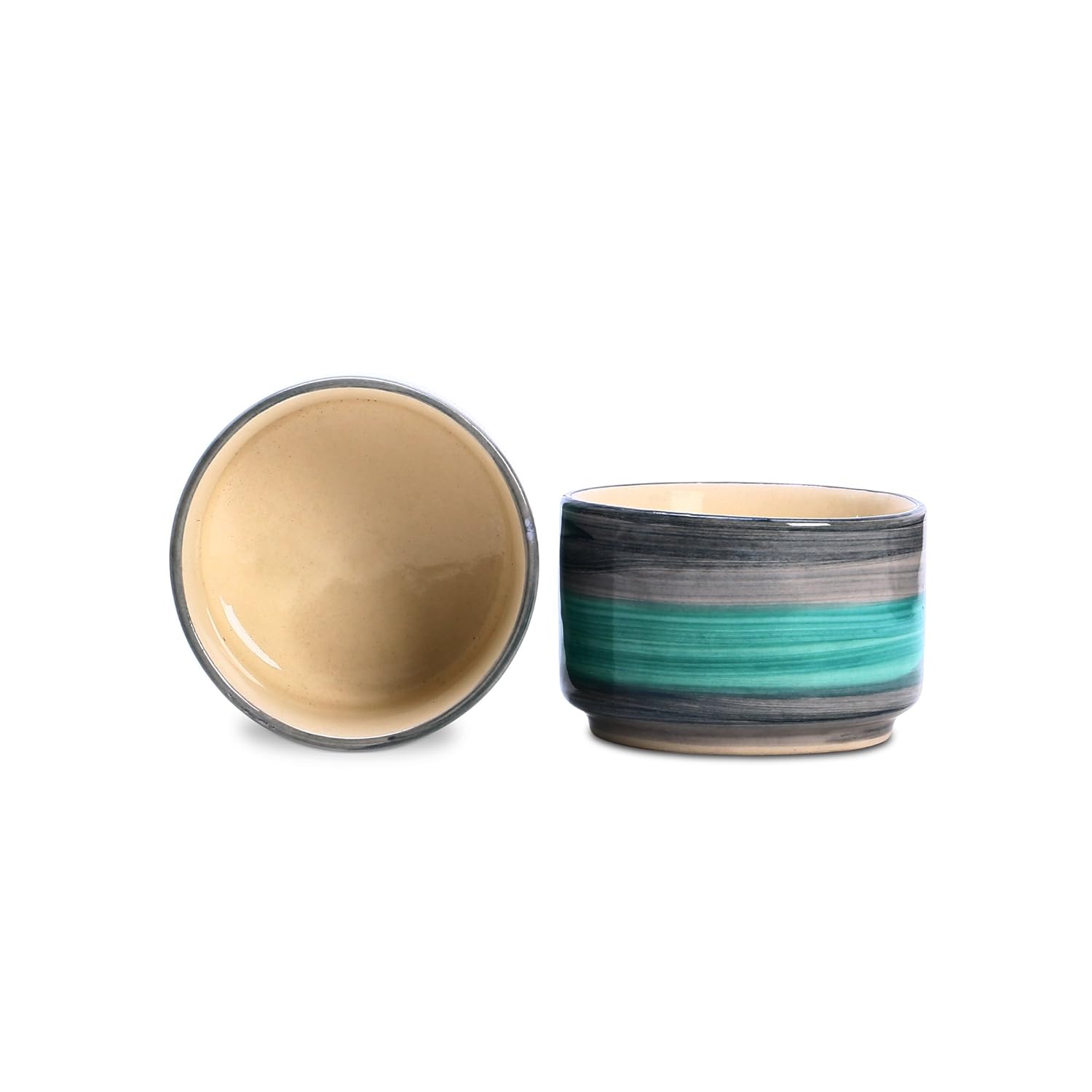 Caffeine Ceramic Stoneware Handmade Sea Green Dip and Sauce (Set of 2, 50 ml) - Caffeine Premium Stoneware