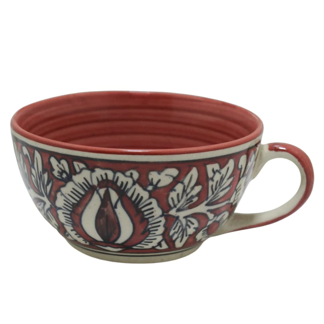 Caffeine Ceramic Handmade Red Mughal 2 in 1 Tea Pot (Set of 1)