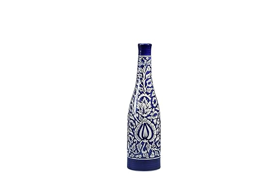 Handmade white and glossy blue ceramic vase, ideal for gifting, home decoration, or enhancing the charm of interiors