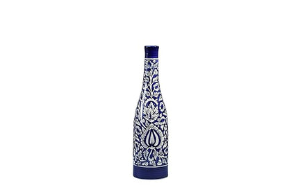 Handmade white and glossy blue ceramic vase, ideal for gifting, home decoration, or enhancing the charm of interiors