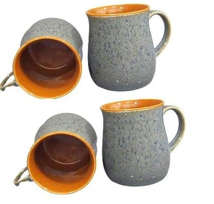 Caffeine Ceramic Handmade Slate Grey & Brown Studio Tea Cup Set of 4 - Caffeine Premium Stoneware