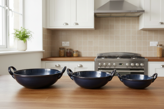 Ceramic Black Kadhai set of 3