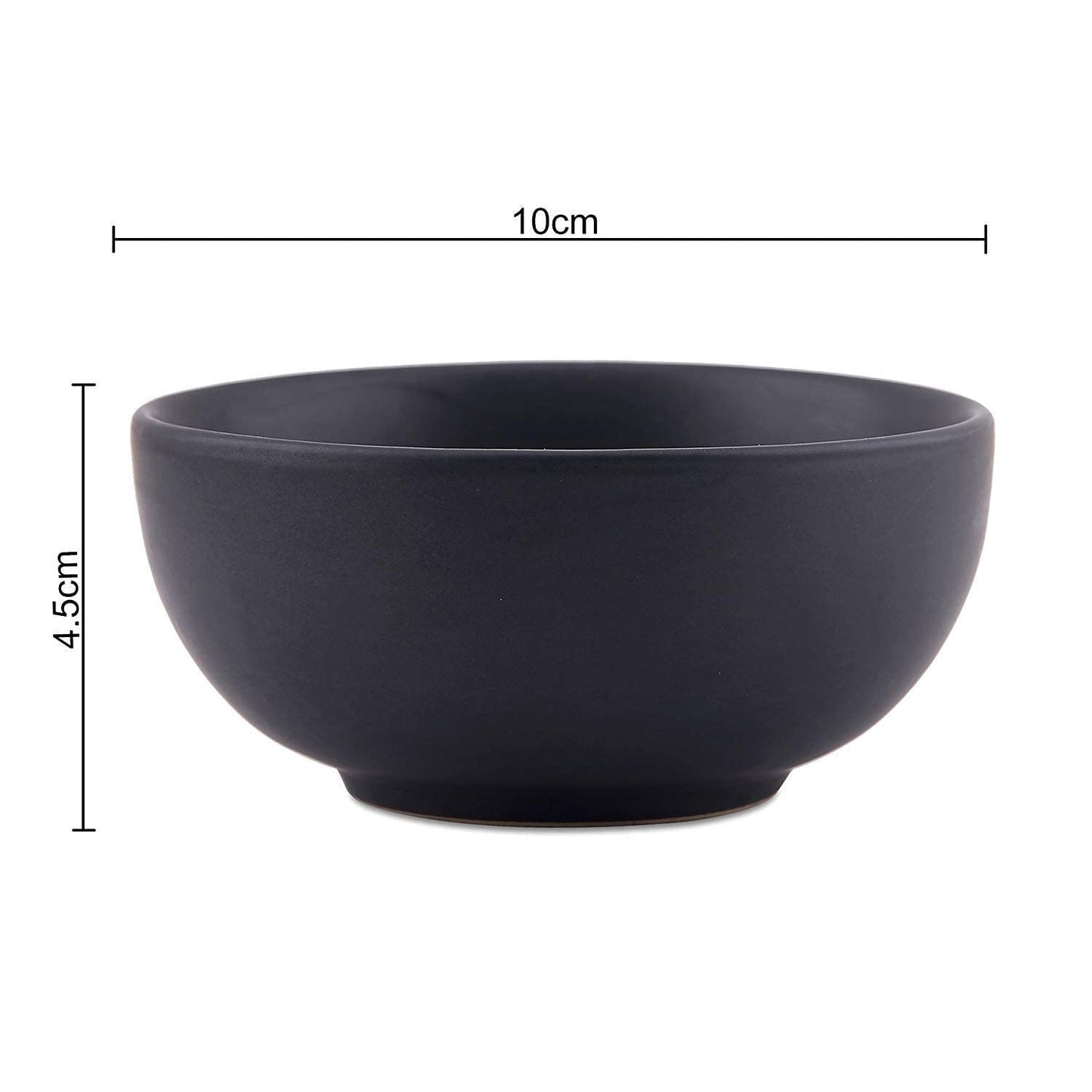 Caffeine Premium Ceramic Black Matte Dinner Plate and Bowls (Set of 4)