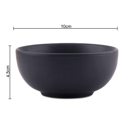 Caffeine Premium Ceramic Black Matte Dinner Plate and Bowls (Set of 4)