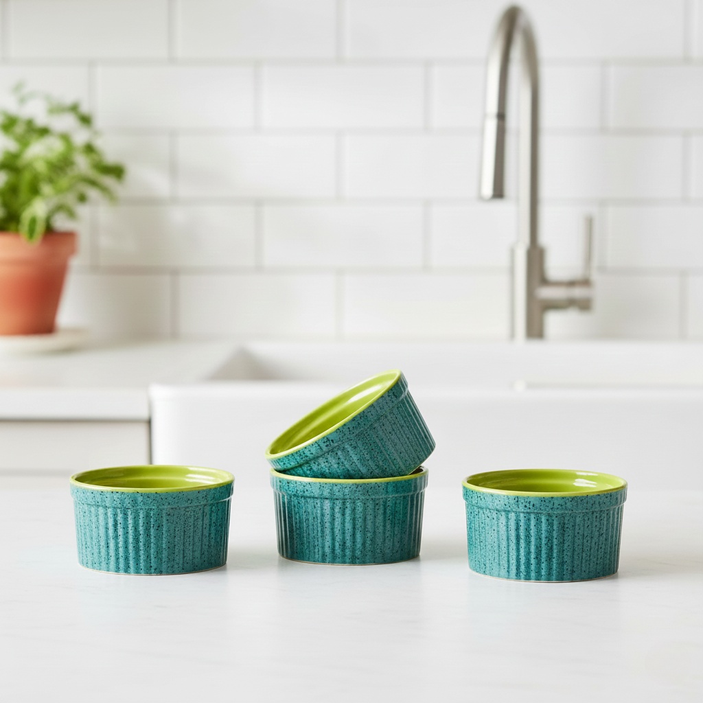 Ceramic Bowl in green set of 4