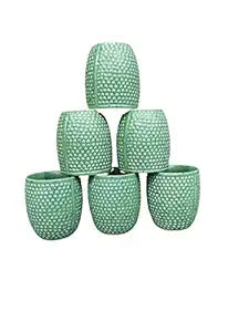 Caffeine Ceramic Handmade light Green Bubble Tea & Coffee Mug (Set of 6) - Caffeine Premium Stoneware