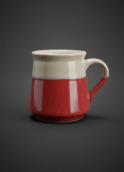 Two-Tone_Red_Cream_Ceramic_Coffee_Mug_Premium_Handmade_Stoneware_Cup - Caffeine Premium Ceramic