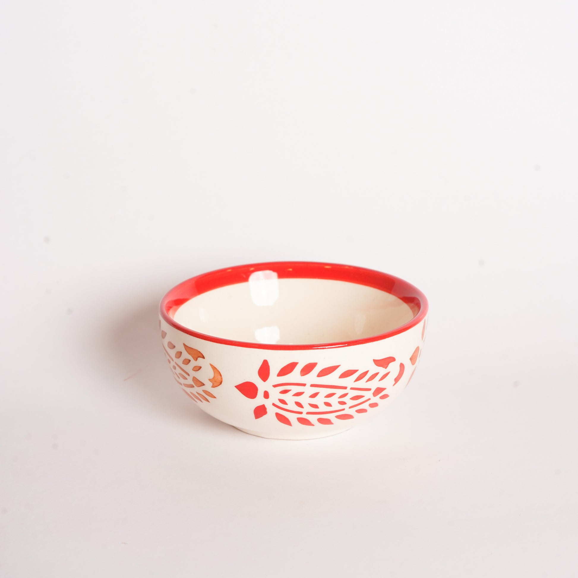 Caffeine Ceramic Handmade Red Boota Katori Bowl- Set of 6 - Caffeine Premium Stoneware