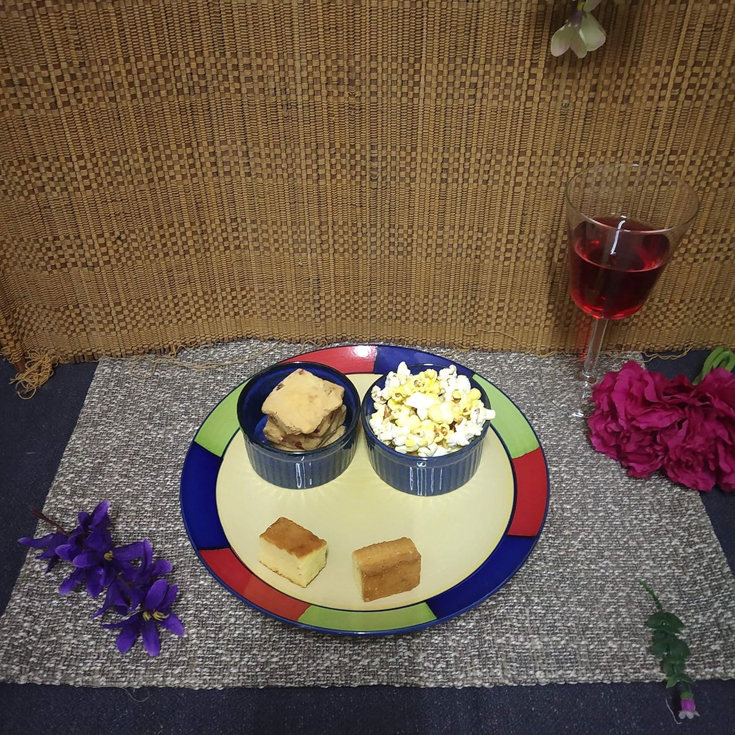 Caffeine Ceramic Handmade Multi colour Combo Dinner Set (3 pcs.)