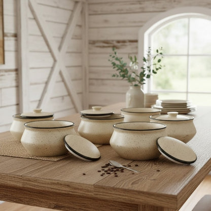 Ceramic Dip & Sauce set of 6 in white