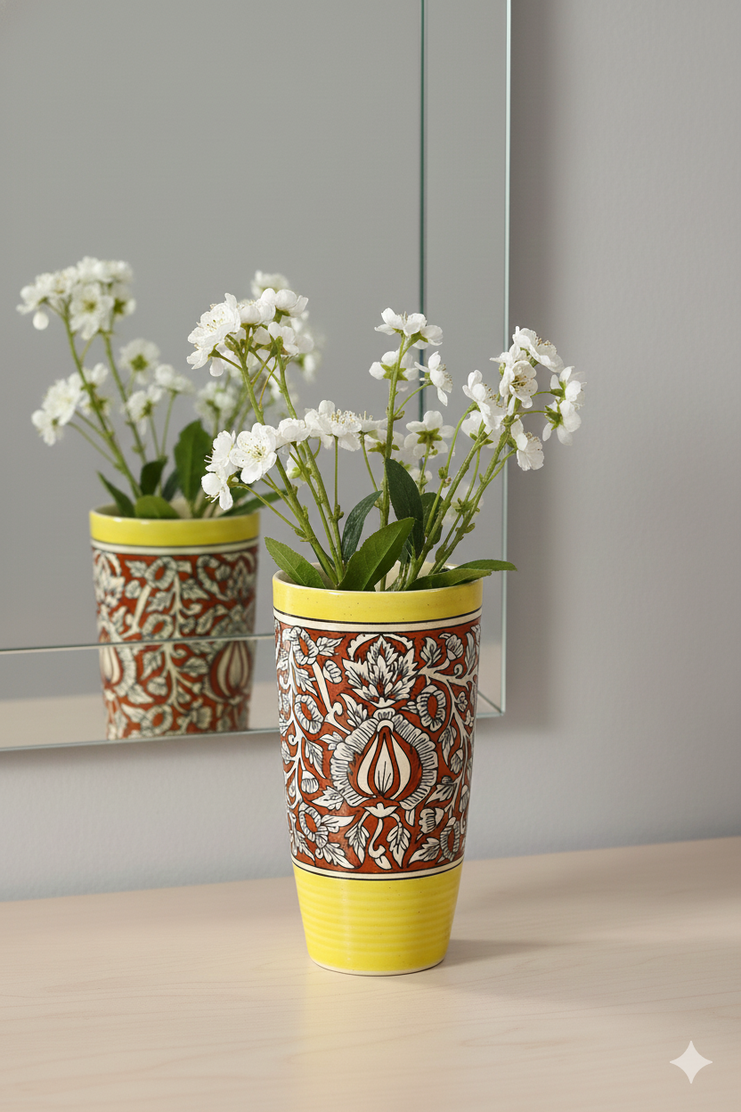 Decorative vases with floral arrangements on a neutral background