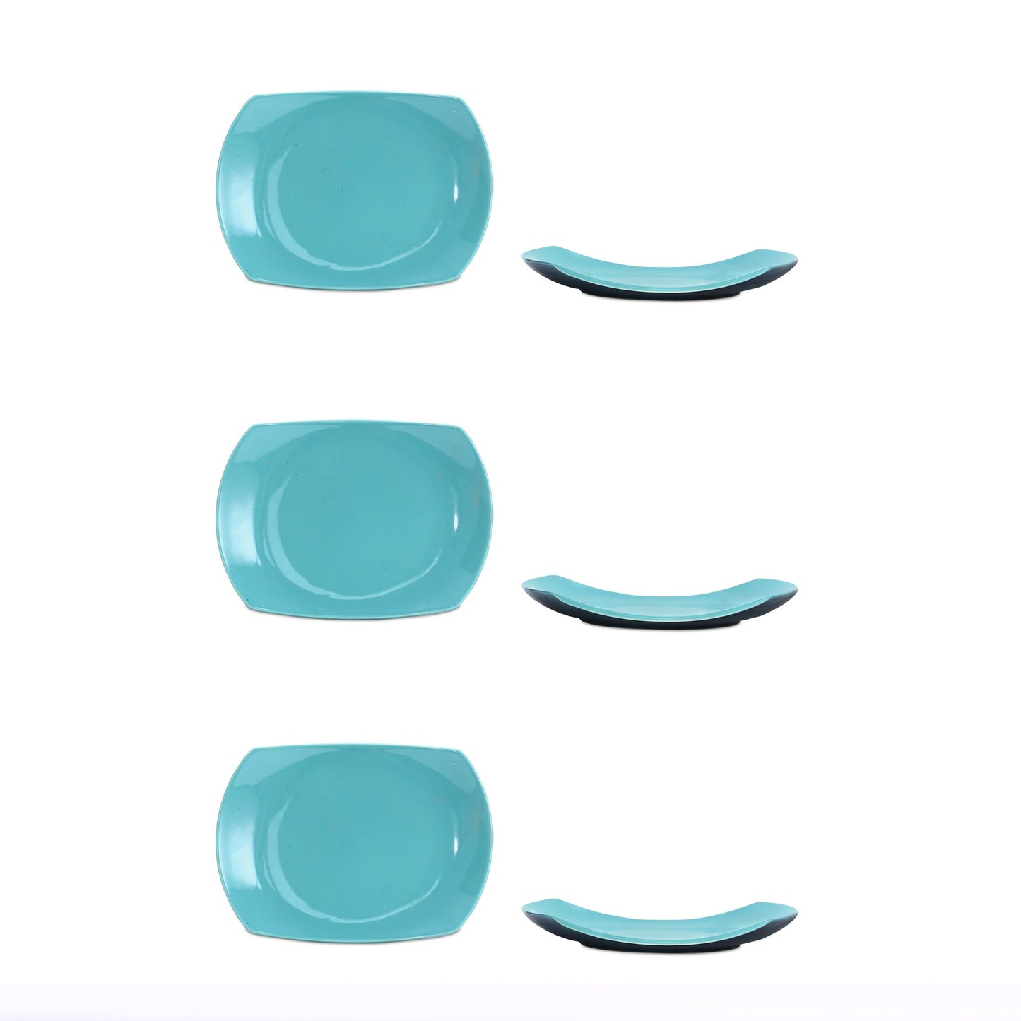 Caffeine Ceramic Handmade Sea Green Glossy Snack Plate – 7(Set of 6)