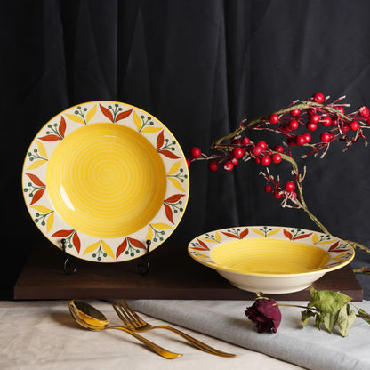 Ceramic Lily soup plate in Yellow  