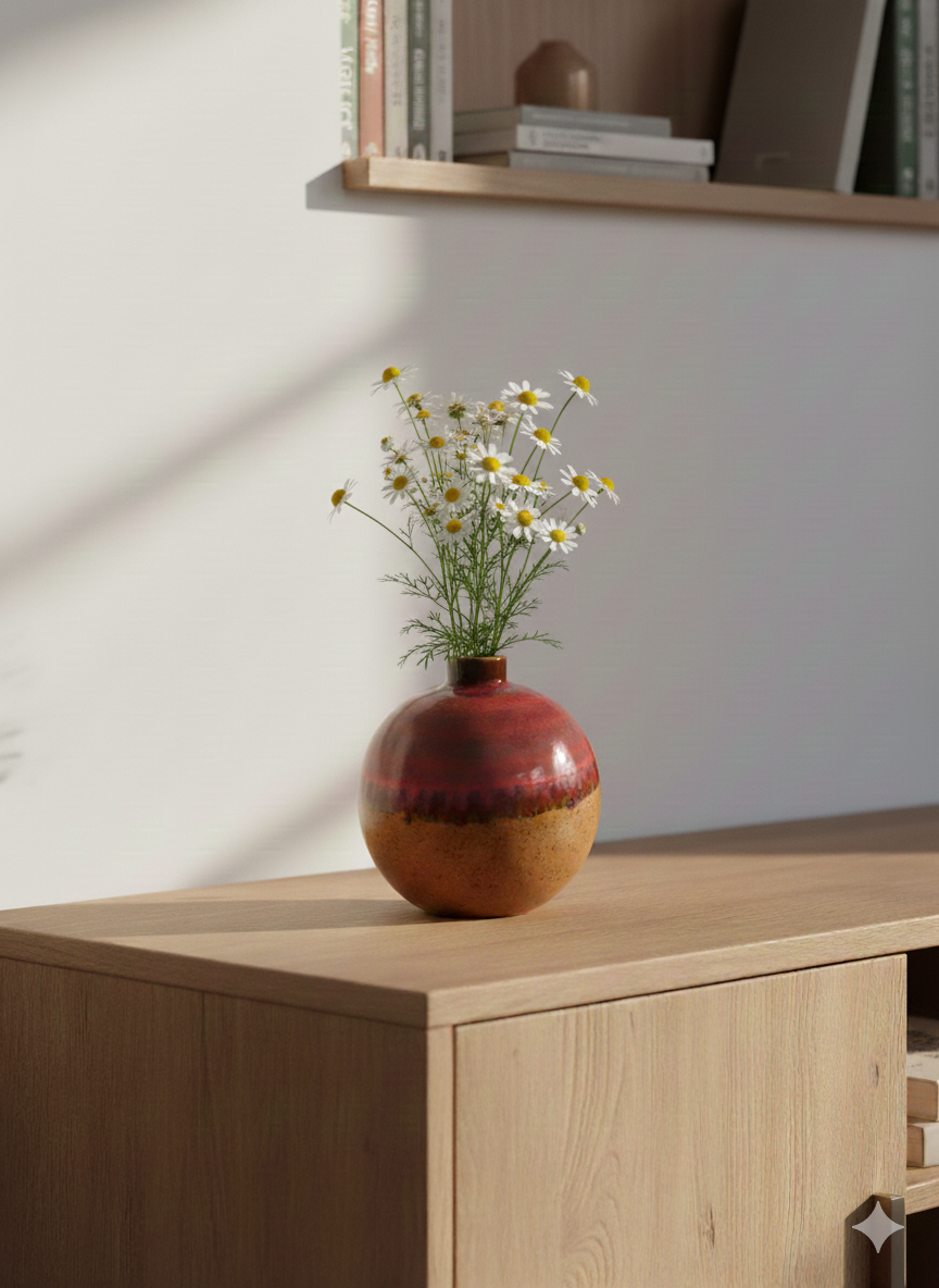 Ceramic_Matki_Vase_Mustard_Pink - Caffeine Premium Ceramic
