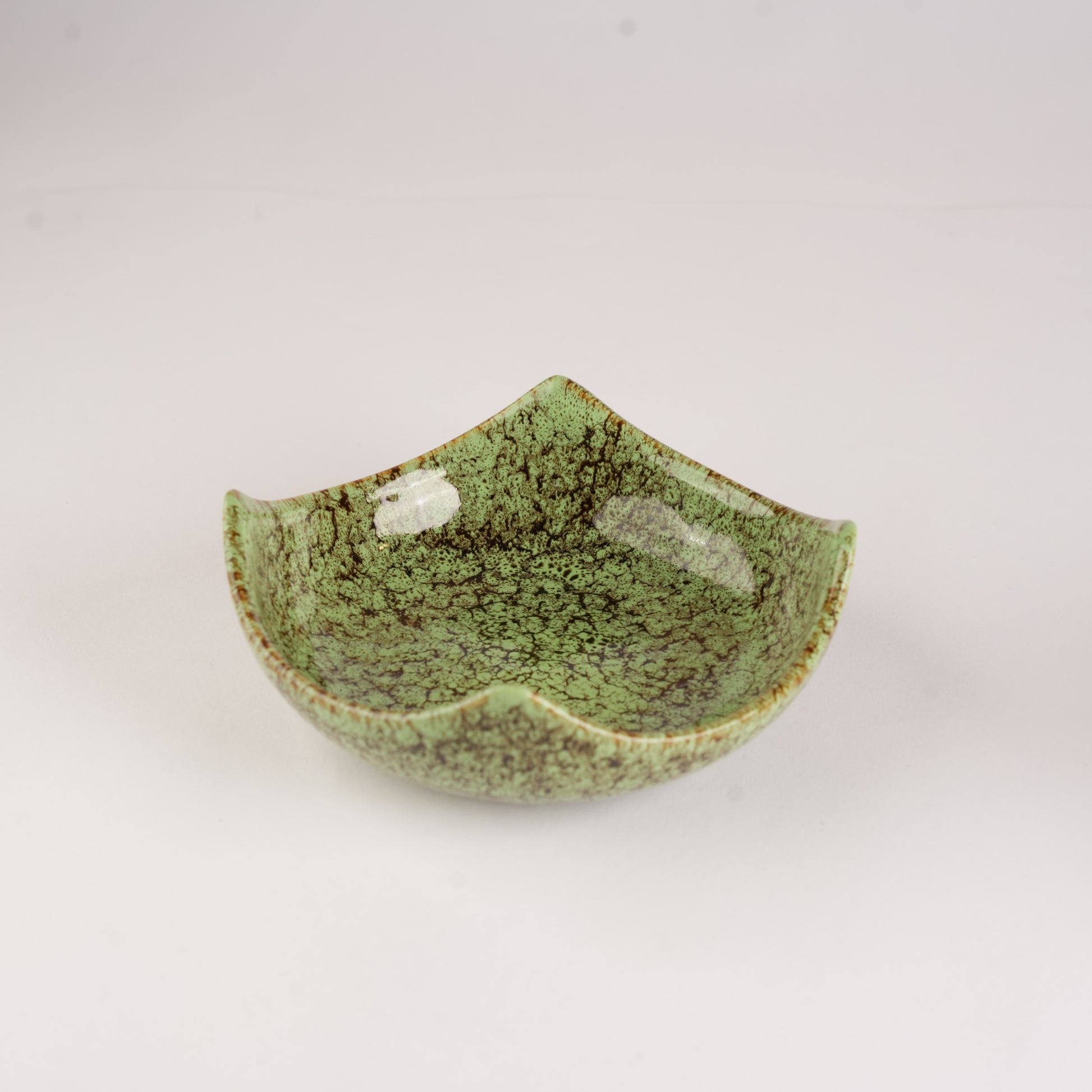 Caffeine Ceramic Handmade Green Crackle Art Serving Bowl (Set of 3) - Caffeine Premium Stoneware
