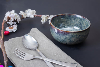 Caffeine Ceramic Handmade Multicolor Combo Studio Dinner Set of 13 pcs.(6 Dinner Plate, 6 Katori Bowl, 1 Serving Bowl)