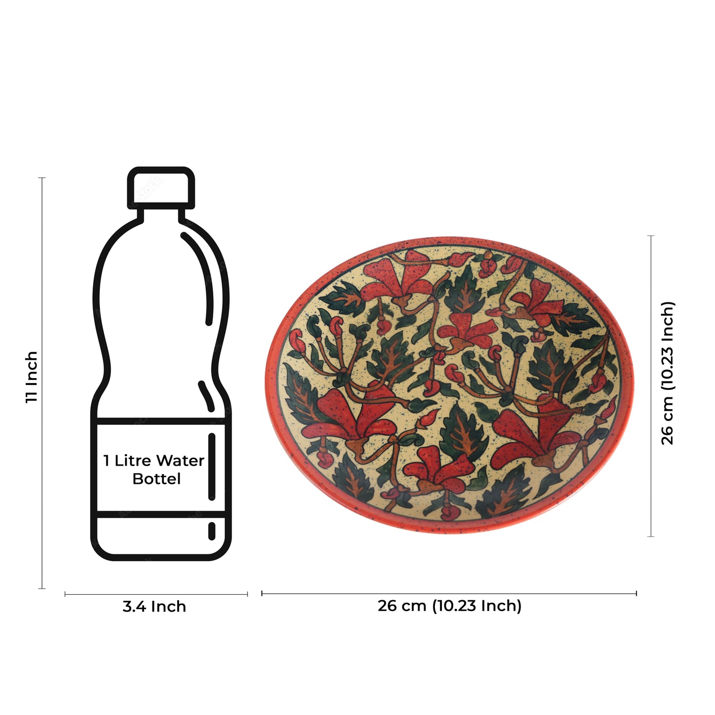 Caffeine Ceramic Handmade Stoneware Orange Flora Dinner Plates set of 4 - Caffeine Premium Stoneware