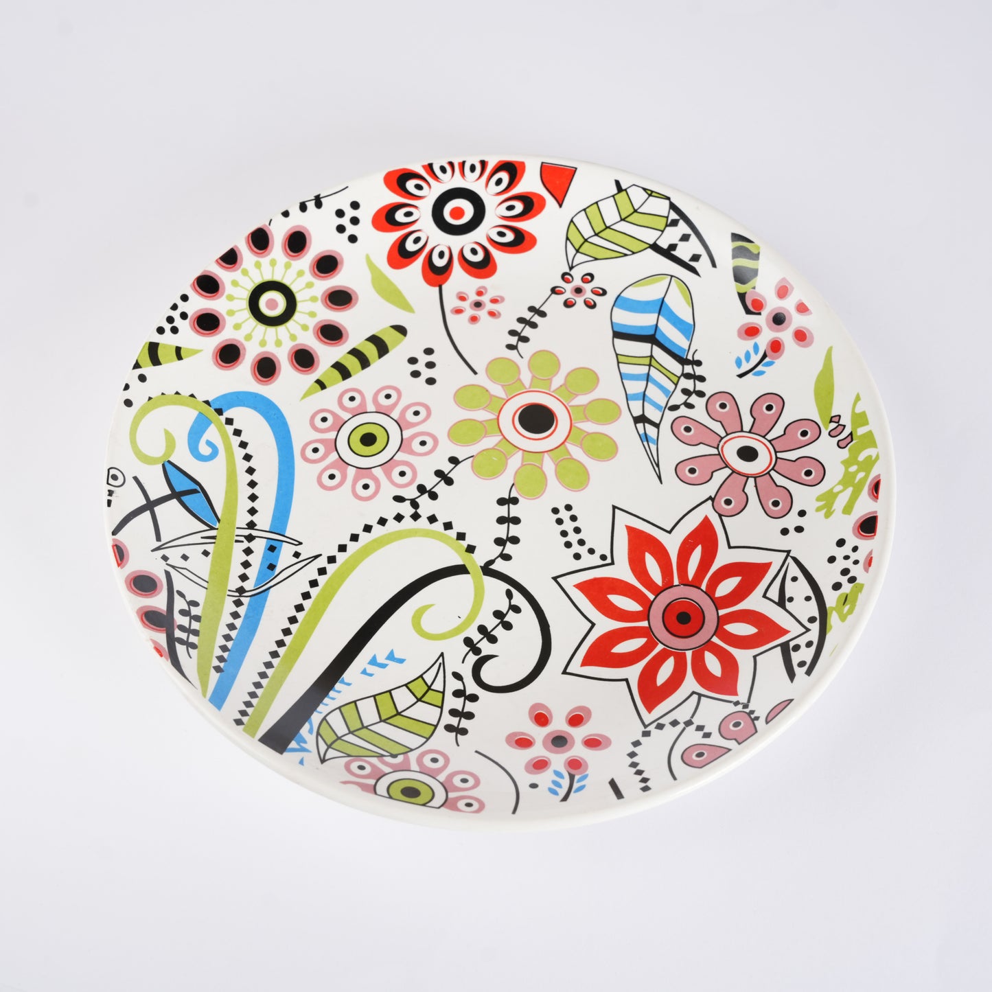 Caffeine Ceramic Handmade Stoneware Multicolor Flower Design Dinner Plate set of 4 - Caffeine Premium Stoneware