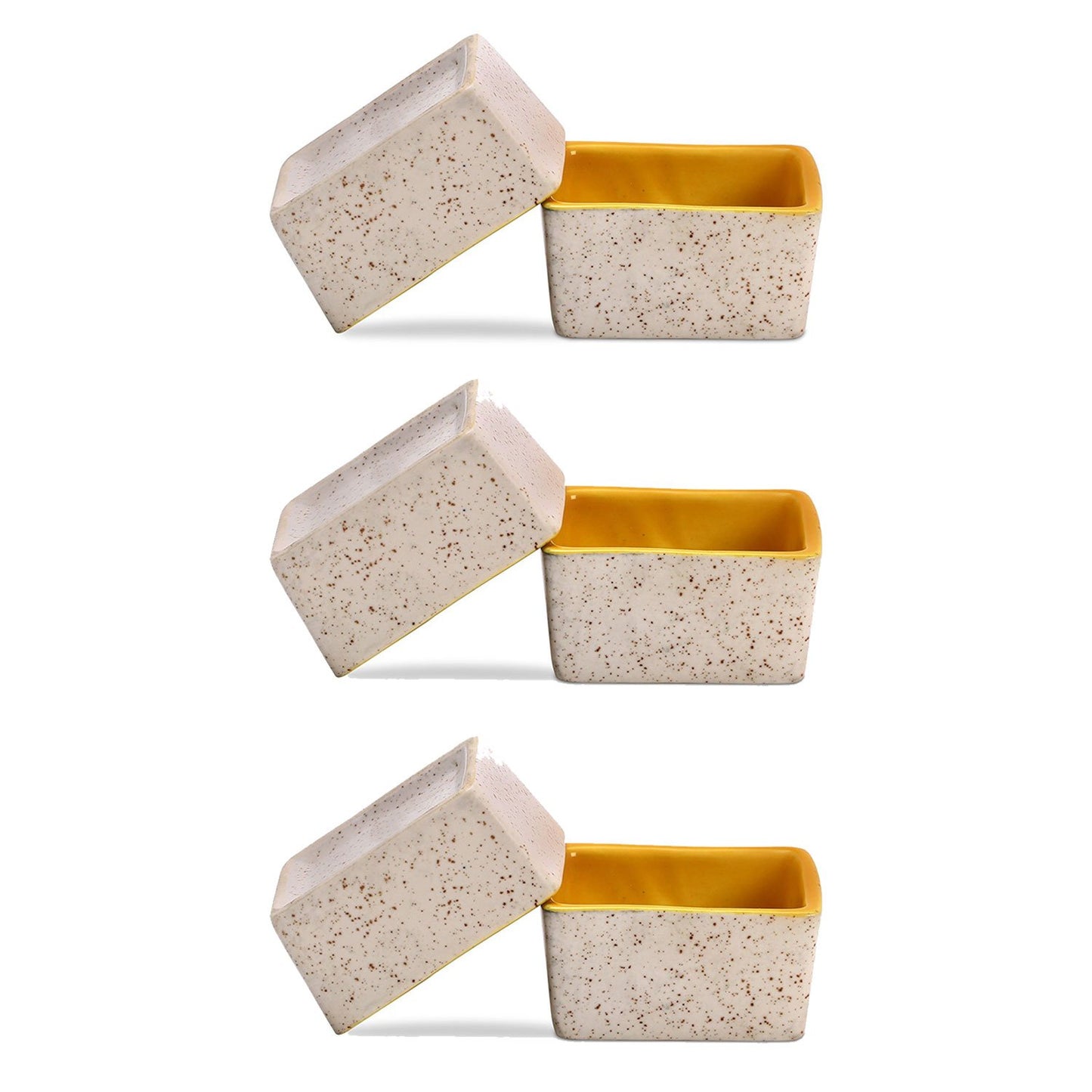 Caffeine Ceramic Handmade Cream and Yellow Matte Dip and Sauce (Set of 6, 40 ml) - Caffeine Premium Stoneware